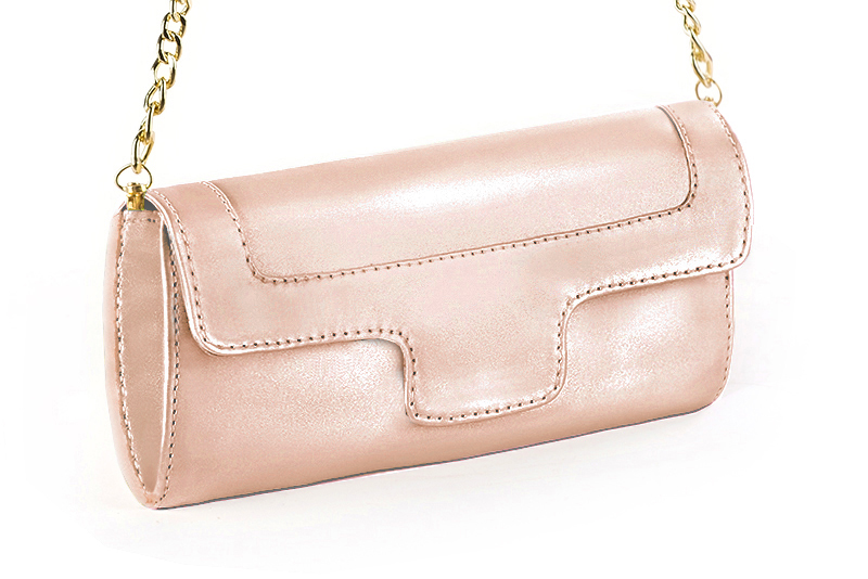 Women's powder pink luxurious elegant clutch for ceremonies, weddings and evenings out. - Front view